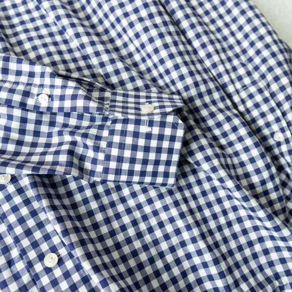 Eton Classic Blue and White Gingham Button Down Classic Fit Shirt Men's Sz 46 - Picture 6 of 16